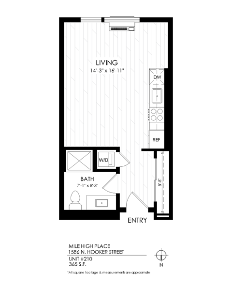 Mile High Place Studio Floor Plan